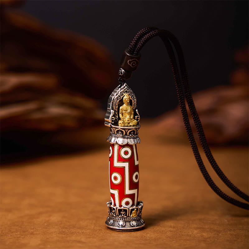 KarmaRipple's Tibetan Medicine Buddha Nine-Eye Dzi Bead Protection Pendant Necklace p2