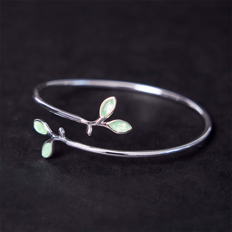 KarmaRipple's Leaf Pattern Cat Eye Support Cuff Bracelet Bangle p2