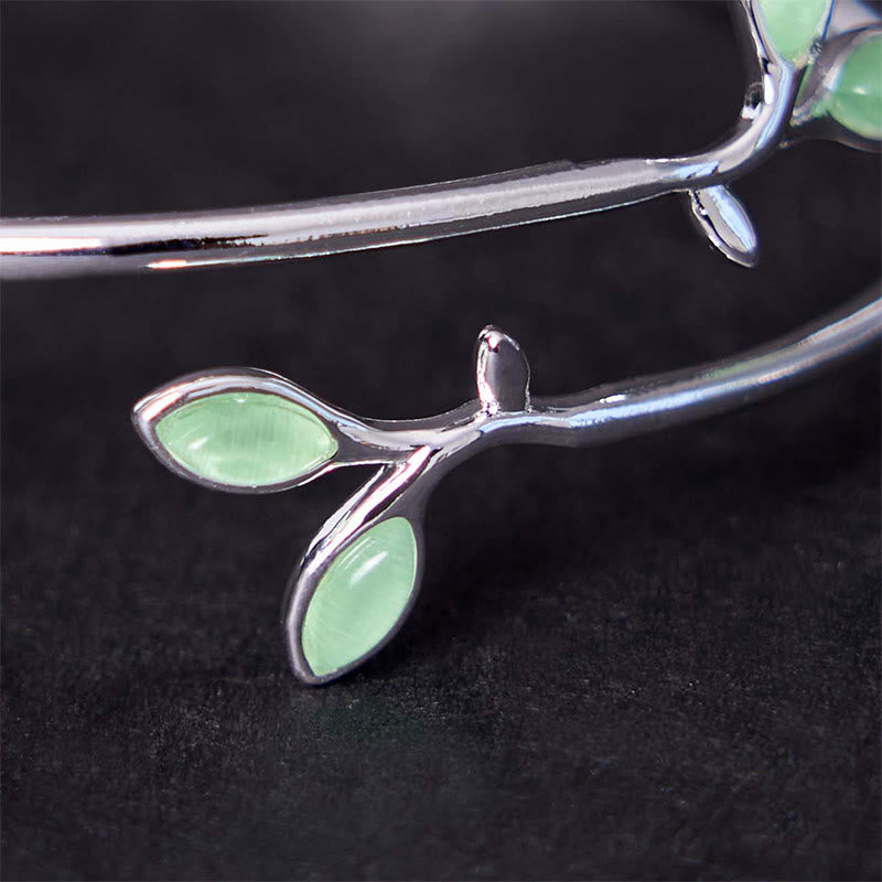 KarmaRipple's Leaf Pattern Cat Eye Support Cuff Bracelet Bangle p6