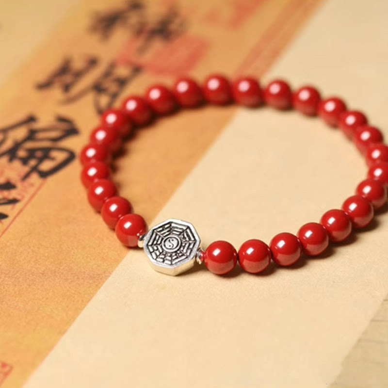 KarmaRipple's 925 Sterling Silver Yin Yang Bagua Symbol Cinnabar String Concentration Bracelet p15