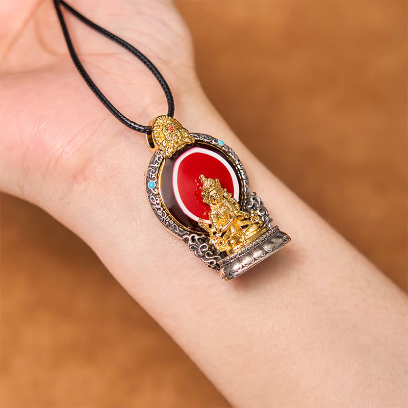 KarmaRipple's Tibetan Avalokitesvara Dzi Bead Pattern Bronze Purity Balancing Pendant Necklace p4