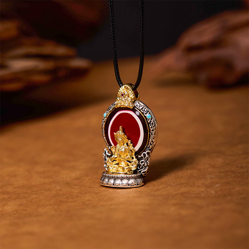 KarmaRipple's Tibetan Avalokitesvara Dzi Bead Pattern Bronze Purity Balancing Pendant Necklace p2