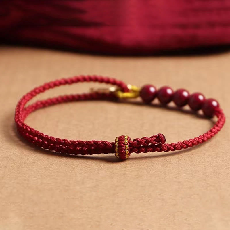KarmaRipple's Cinnabar Fu Character Beadwork Blessing Red String Handmade Woven Bracelet p4
