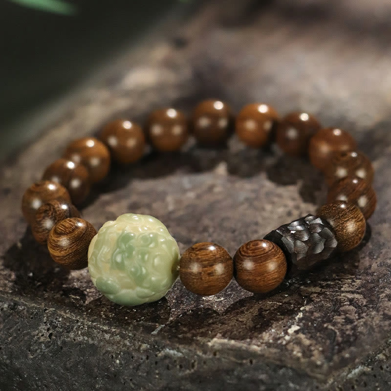 KarmaRipple's Sandalwood Bodhi Seed PiXiu Ebony Wood Bead Balancing Bracelet p1