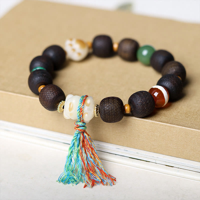 KarmaRipple's Green Qinan Agarwood Bodhi Seed Cat's Paw Claw Peace Bracelet p1