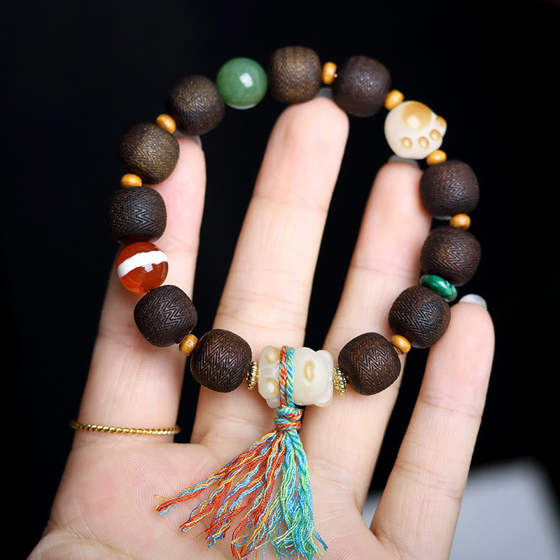 KarmaRipple's Green Qinan Agarwood Bodhi Seed Cat's Paw Claw Peace Bracelet p8