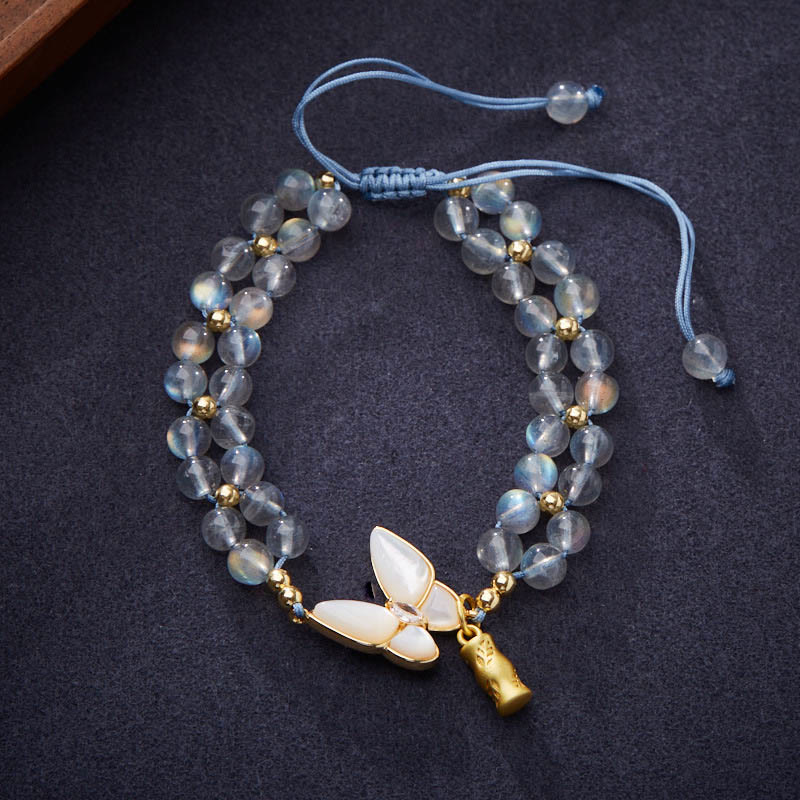 KarmaRipple's Authentic Moonstone Butterfly Bamboo Balancing String Bracelet p1