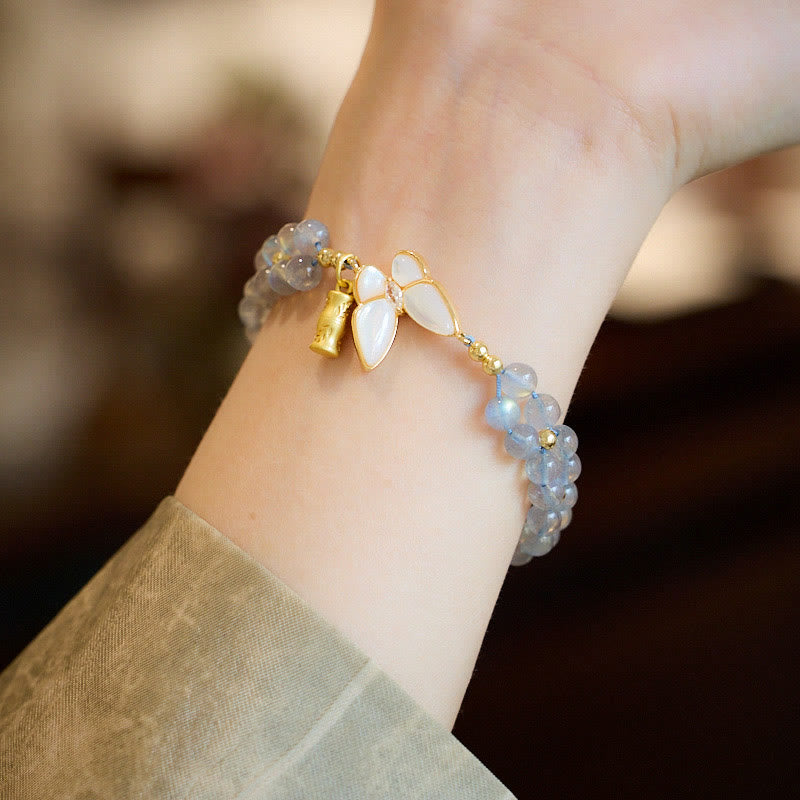 KarmaRipple's Authentic Moonstone Butterfly Bamboo Balancing String Bracelet p2