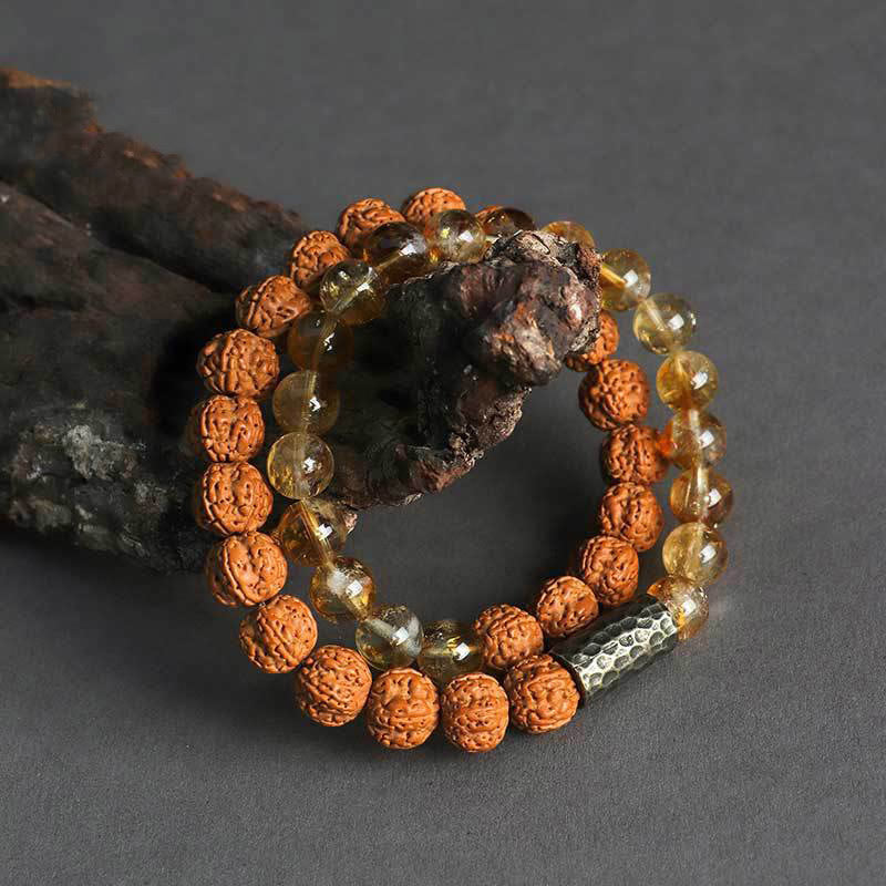 KarmaRipple's Citrine Sandalwood Bodhi Seed Protection Double Wrap Bracelet p16
