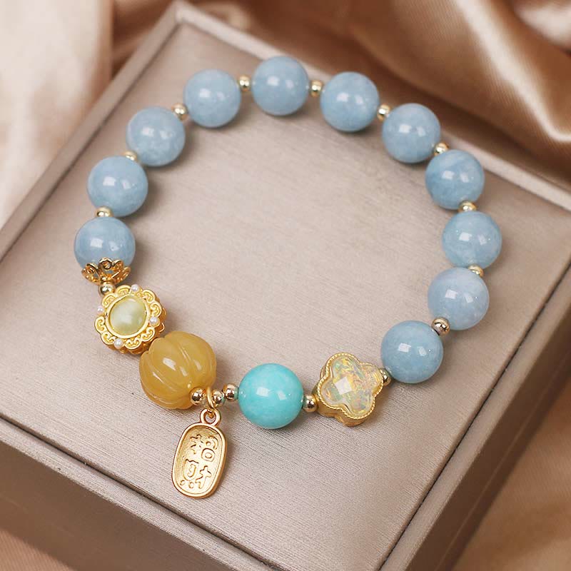 KarmaRipple's Aquamarine Pumpkin Pearl Wealth Protection Bracelet p5
