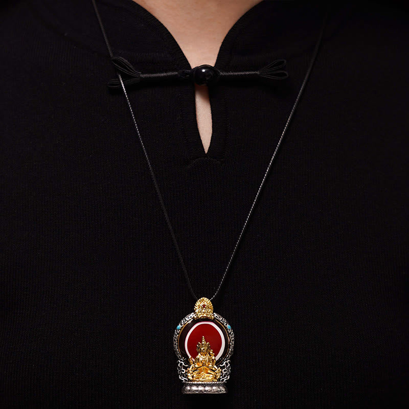KarmaRipple's Tibetan Avalokitesvara Dzi Bead Pattern Bronze Purity Balancing Pendant Necklace p5