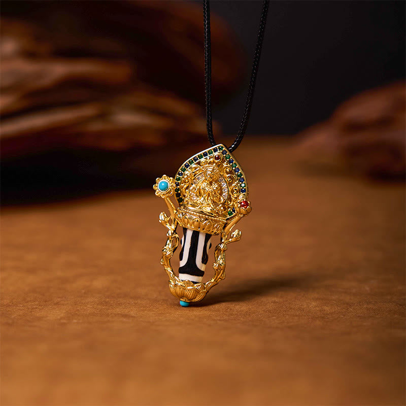 KarmaRipple's Tibetan Dzi Bead Manjusri Bodhisattva Pattern Compassion String Pendant Necklace p5