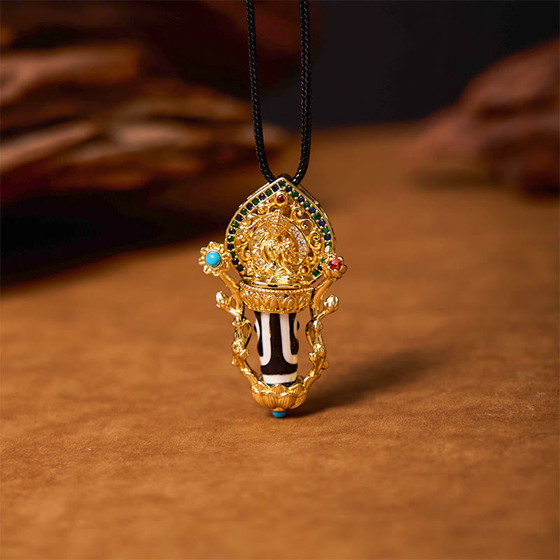 KarmaRipple's Tibetan Dzi Bead Manjusri Bodhisattva Pattern Compassion String Pendant Necklace p3