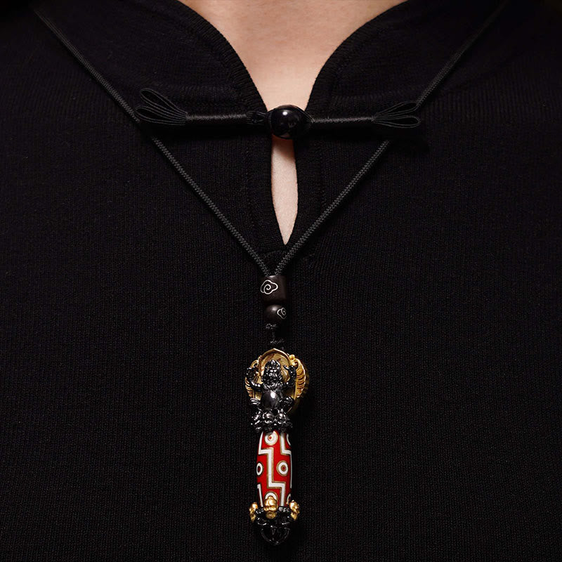 KarmaRipple's Tibet Om Mani Padme Hum Dzi Bead Skull Wisdom Pendant Necklace p6