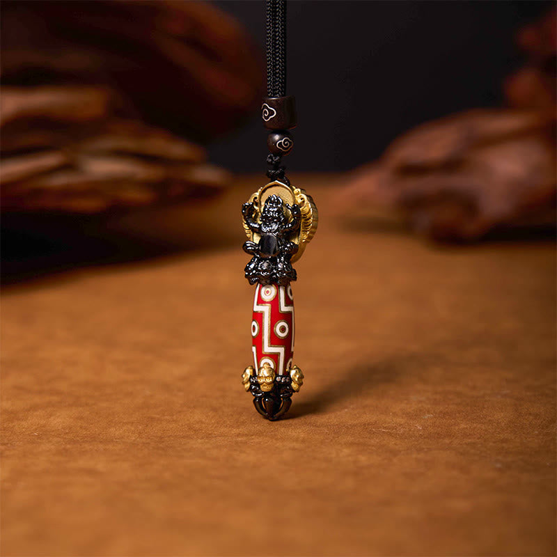 KarmaRipple's Tibet Om Mani Padme Hum Dzi Bead Skull Wisdom Pendant Necklace p1
