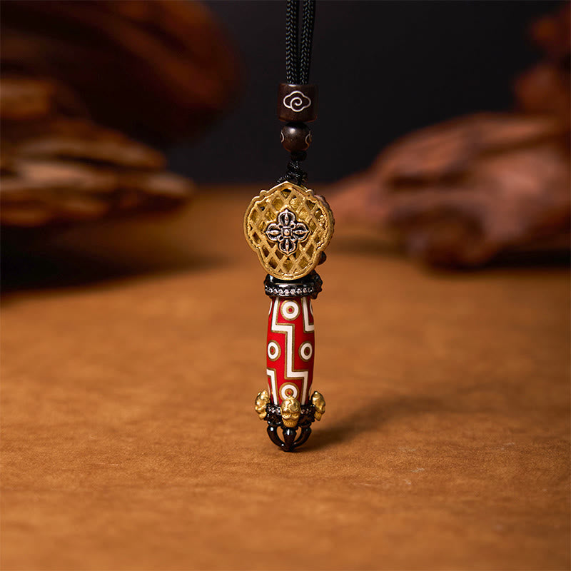 KarmaRipple's Tibet Om Mani Padme Hum Dzi Bead Skull Wisdom Pendant Necklace p4