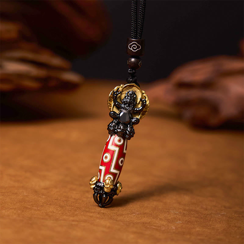 KarmaRipple's Tibet Om Mani Padme Hum Dzi Bead Skull Wisdom Pendant Necklace p2