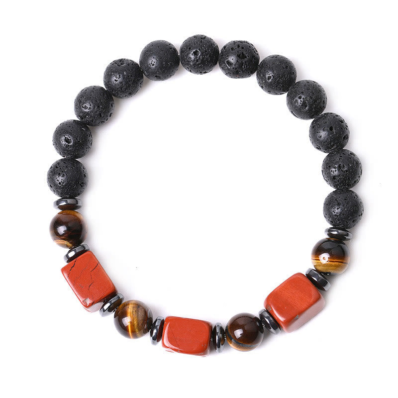 KarmaRipple's Various Crystals Lava Rock Calm Bracelet p37
