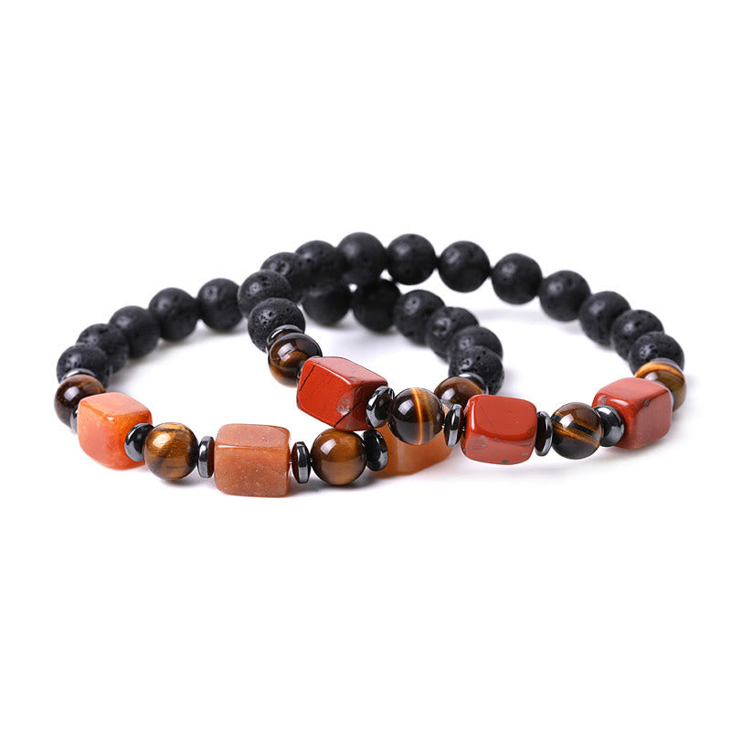 KarmaRipple's Various Crystals Lava Rock Calm Bracelet p56
