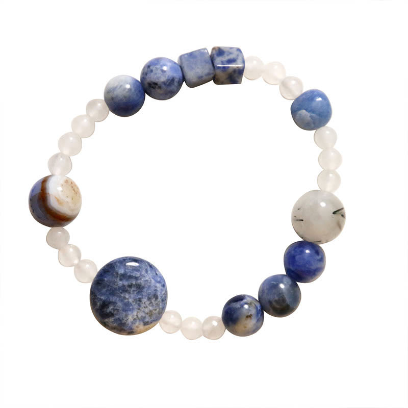 KarmaRipple's Blue Aventurine Agate Jade Black Rutilated Quartz Bracelet p8