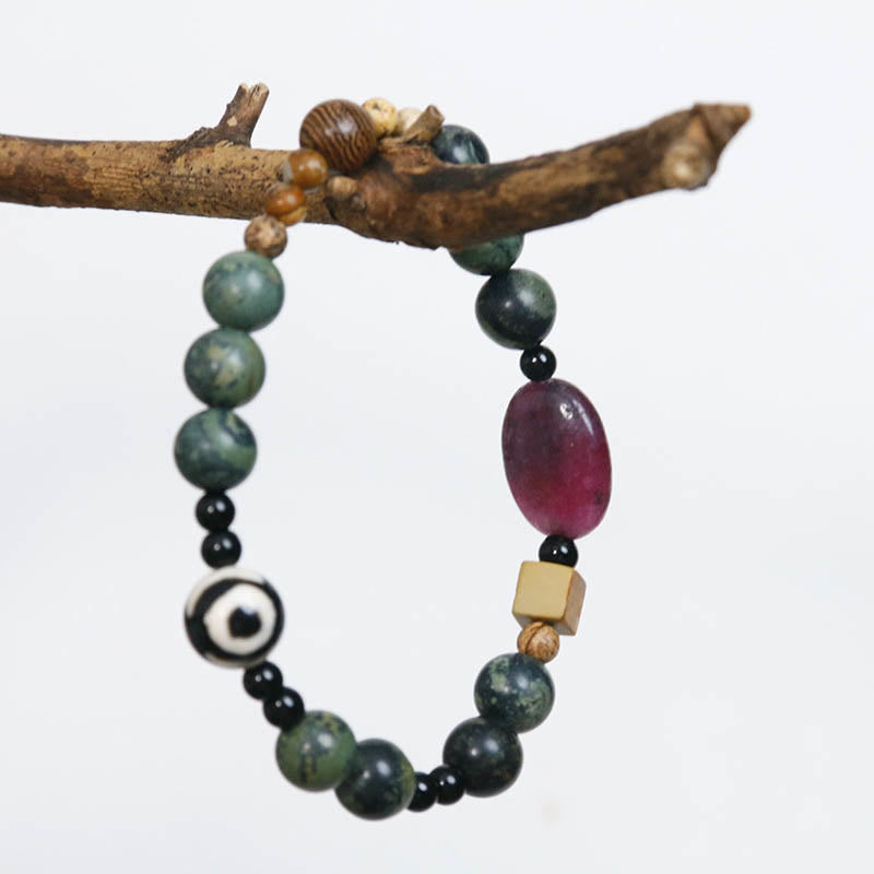 KarmaRipple's Green Agate Three-eyed Dzi Bead Power Success Bracelet p5