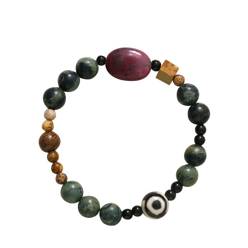 KarmaRipple's Green Agate Three-eyed Dzi Bead Power Success Bracelet p8