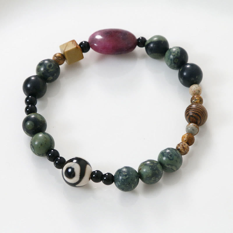 KarmaRipple's Green Agate Three-eyed Dzi Bead Power Success Bracelet p9