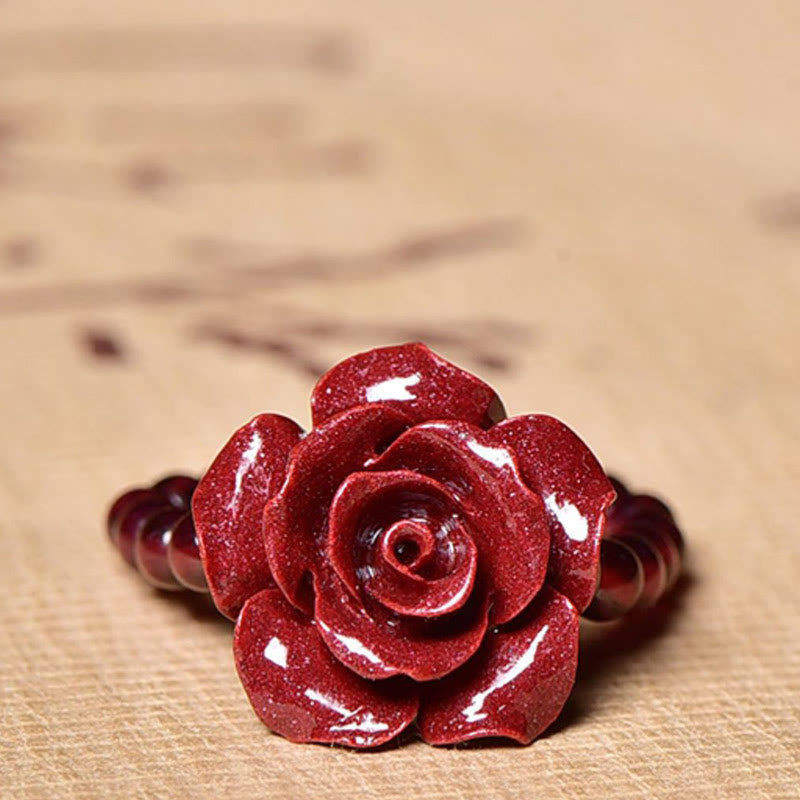 KarmaRipple's Cinnabar Rose Garnet Beadwork Concentration Ring p3