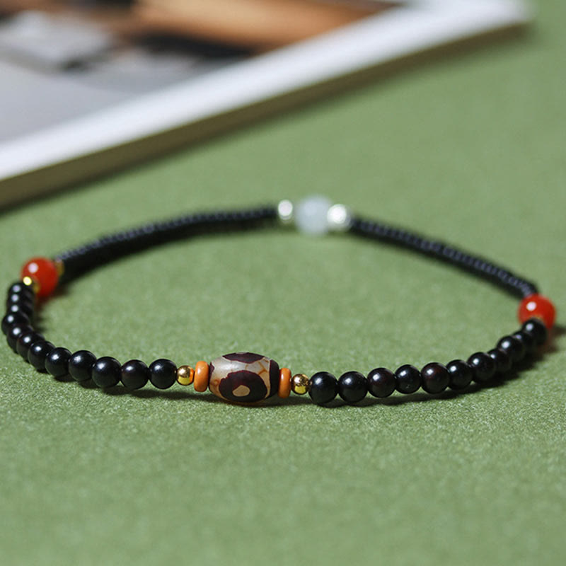 KarmaRipple's Ebony Sandalwood Green Sandalwood Dzi Bead Balance Calm Double Wrap Bracelet p12