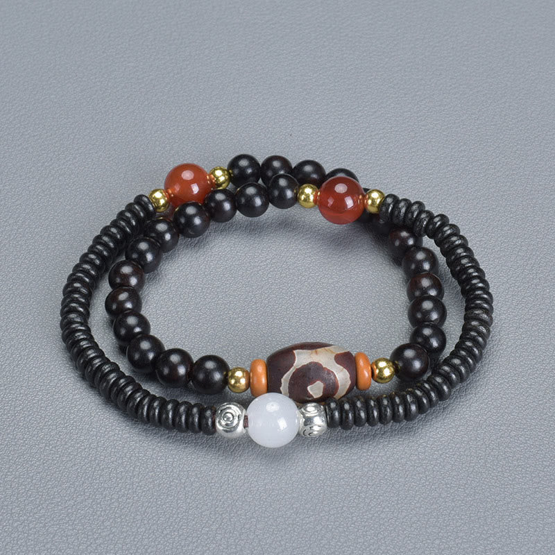KarmaRipple's Ebony Sandalwood Green Sandalwood Dzi Bead Balance Calm Double Wrap Bracelet p11