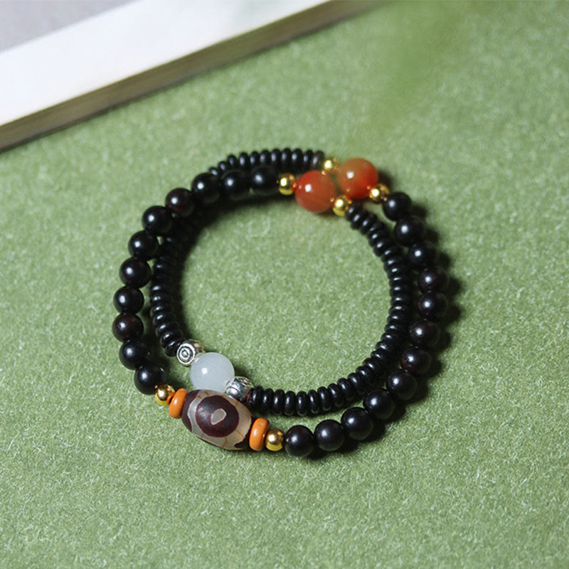 KarmaRipple's Ebony Sandalwood Green Sandalwood Dzi Bead Balance Calm Double Wrap Bracelet p6