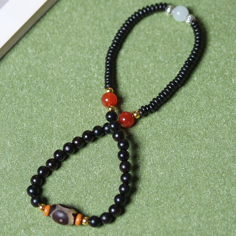 KarmaRipple's Ebony Sandalwood Green Sandalwood Dzi Bead Balance Calm Double Wrap Bracelet p5