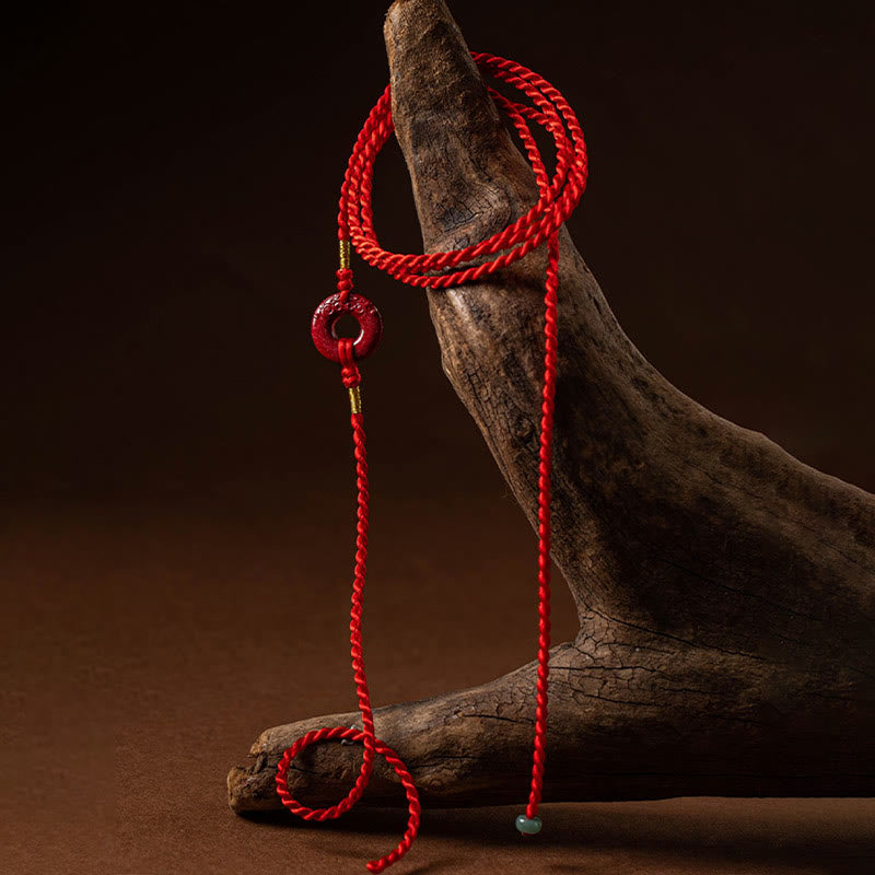 KarmaRipple's Authentic Cinnabar Peace Buckle Blessing Red String Belly Chain p5