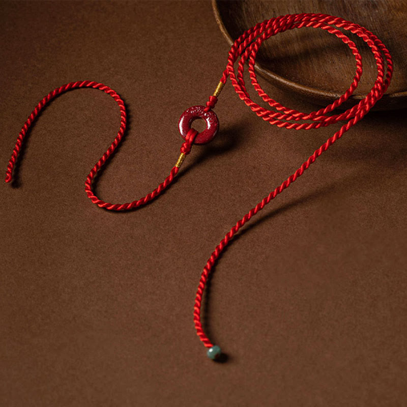 KarmaRipple's Authentic Cinnabar Peace Buckle Blessing Red String Belly Chain p14