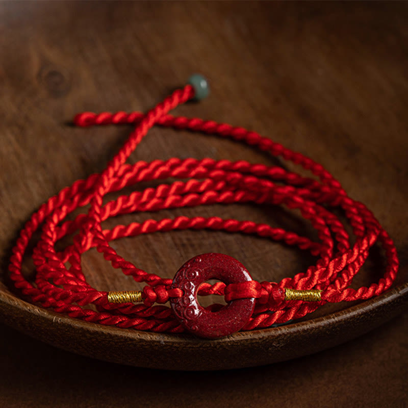 KarmaRipple's Authentic Cinnabar Peace Buckle Blessing Red String Belly Chain p4