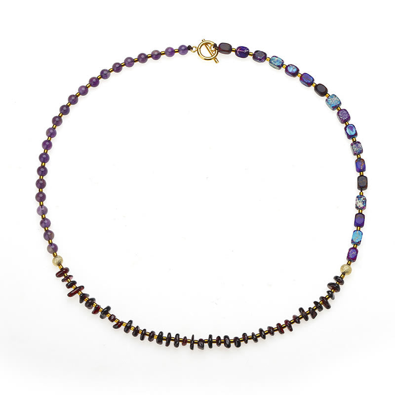 KarmaRipple's Amethyst Garnet Emperor Stone Communication Triple Wrap Bracelet p11