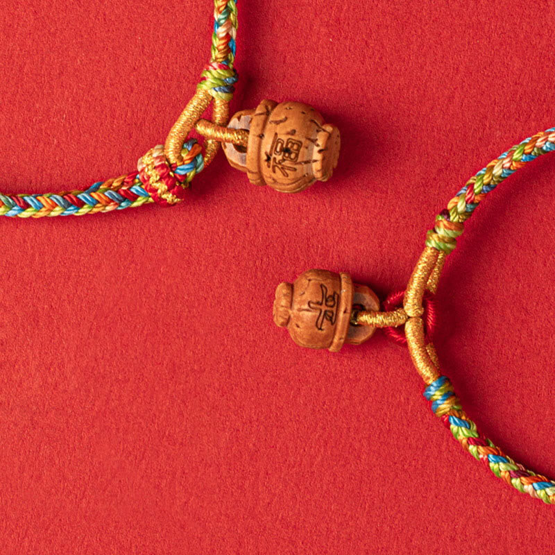 KarmaRipple's Peach Wood Fu Character Safe And Well Wealth Bracelet p15