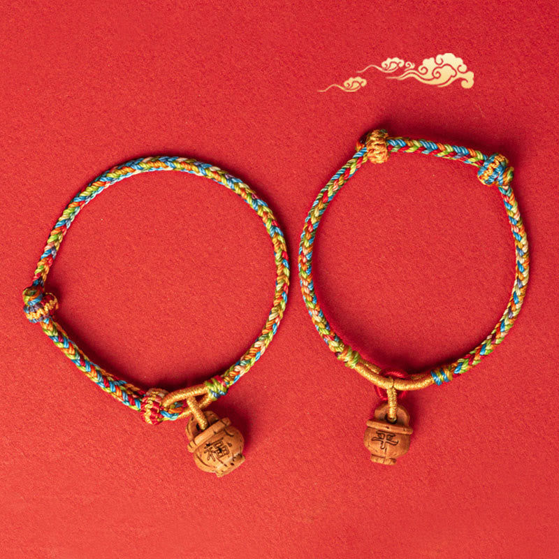 KarmaRipple's Peach Wood Fu Character Safe And Well Wealth Bracelet p16