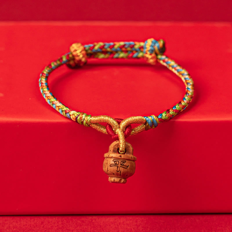 KarmaRipple's Peach Wood Fu Character Safe And Well Wealth Bracelet p21