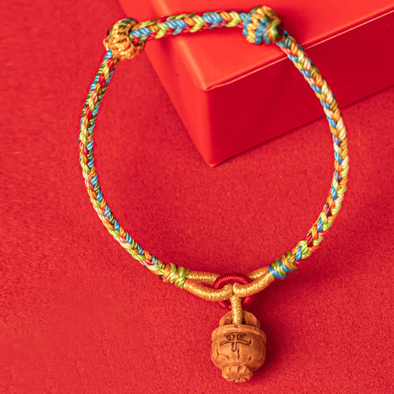 KarmaRipple's Peach Wood Fu Character Safe And Well Wealth Bracelet p10