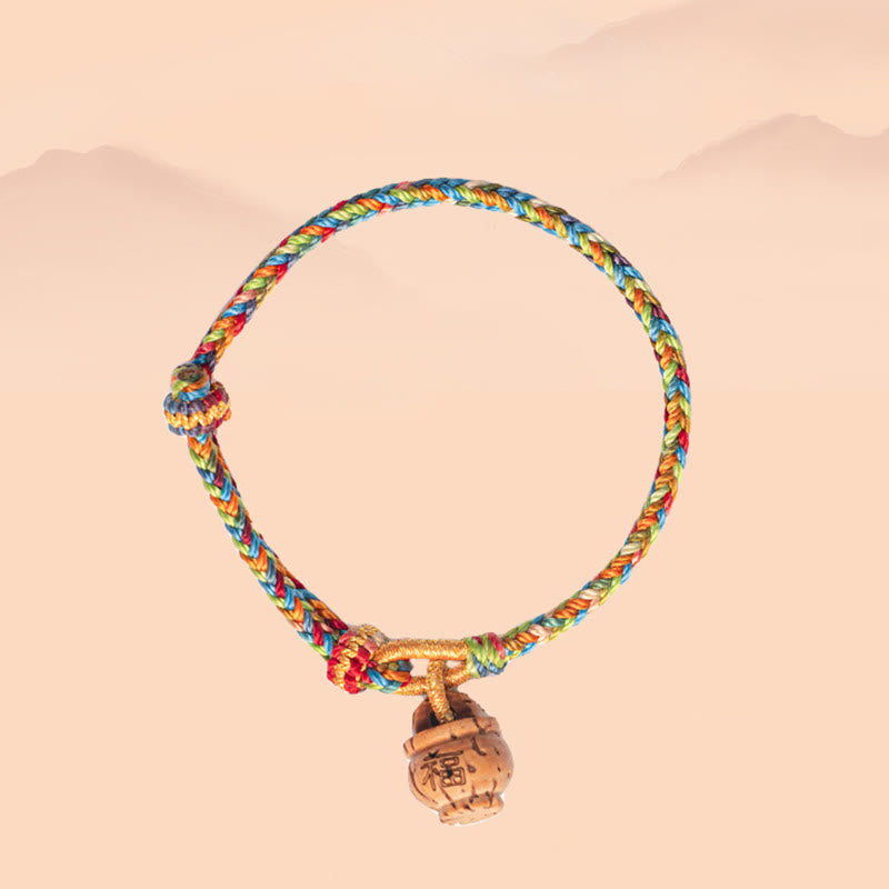 KarmaRipple's Peach Wood Fu Character Safe And Well Wealth Bracelet p5