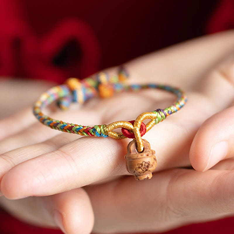 KarmaRipple's Peach Wood Fu Character Safe And Well Wealth Bracelet p12