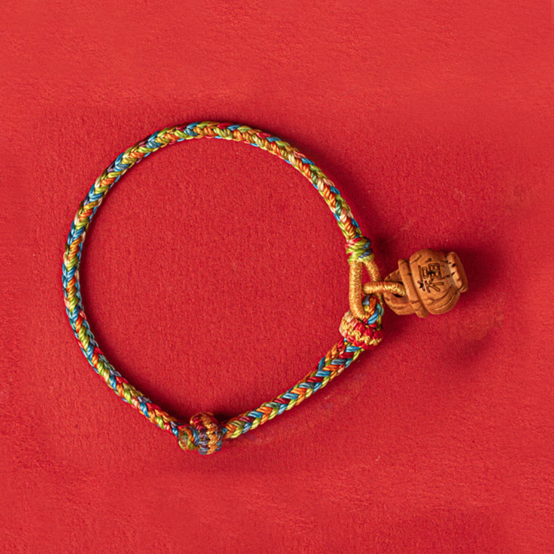 KarmaRipple's Peach Wood Fu Character Safe And Well Wealth Bracelet p4
