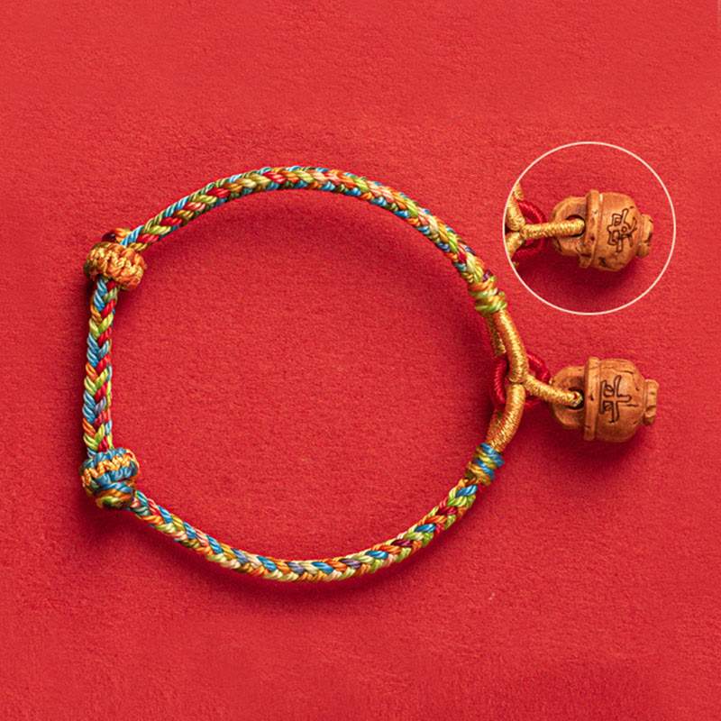 KarmaRipple's Peach Wood Fu Character Safe And Well Wealth Bracelet p11