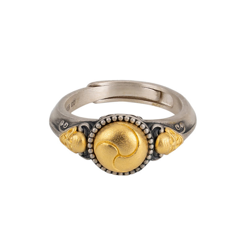KarmaRipple's 925 Sterling Silver Plated Gold Skeleton Balance Adjustable Ring p10