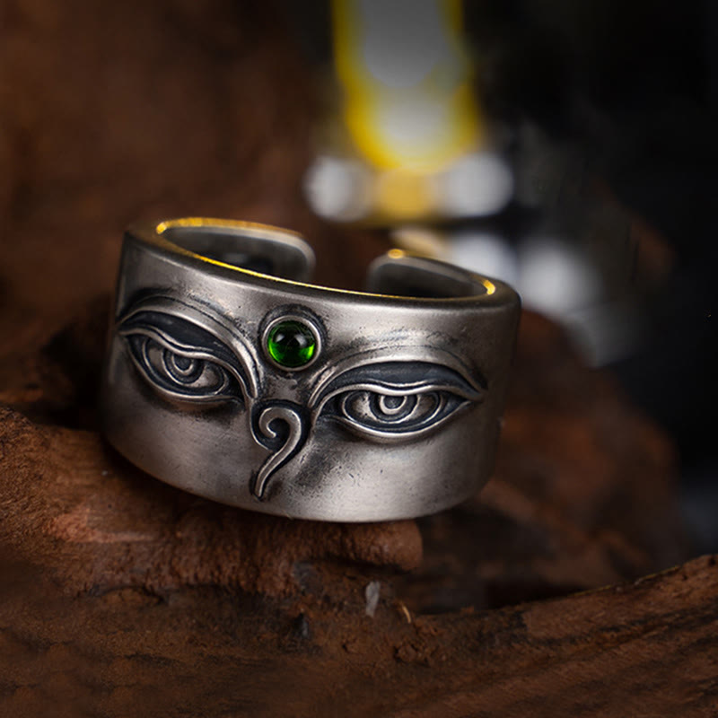KarmaRipple's 925 Sterling Silver Bodhisattva Tara Calm Adjustable Ring p1