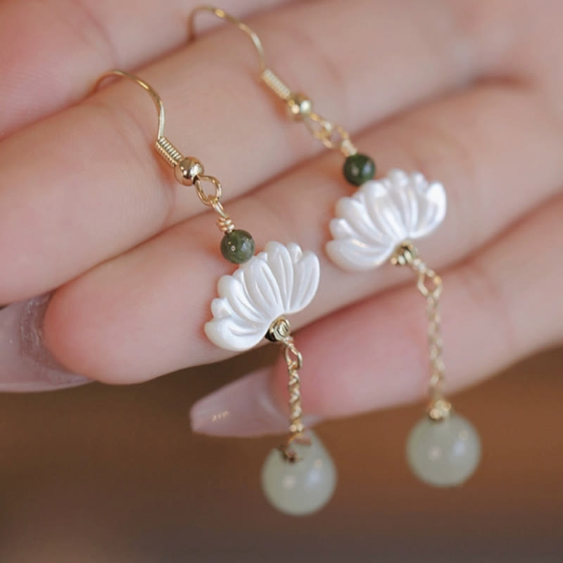 KarmaRipple's Hetian Jade Lotus Prosperity Earrings p8