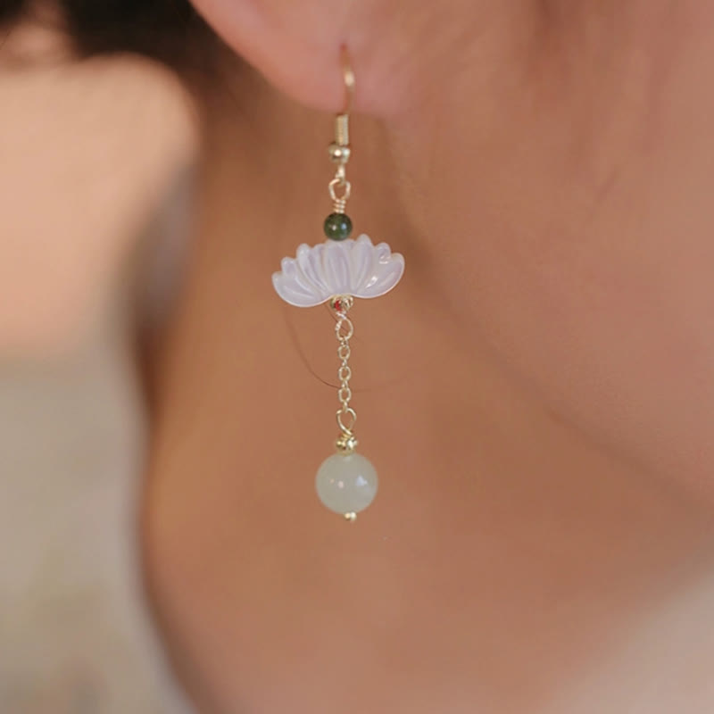 KarmaRipple's Hetian Jade Lotus Prosperity Earrings p4