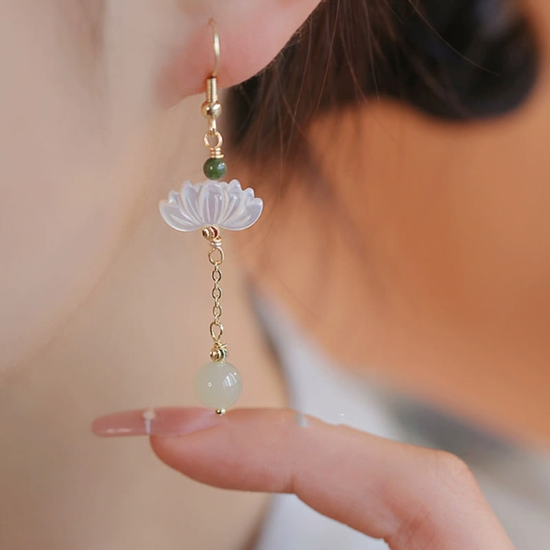 KarmaRipple's Hetian Jade Lotus Prosperity Earrings p10