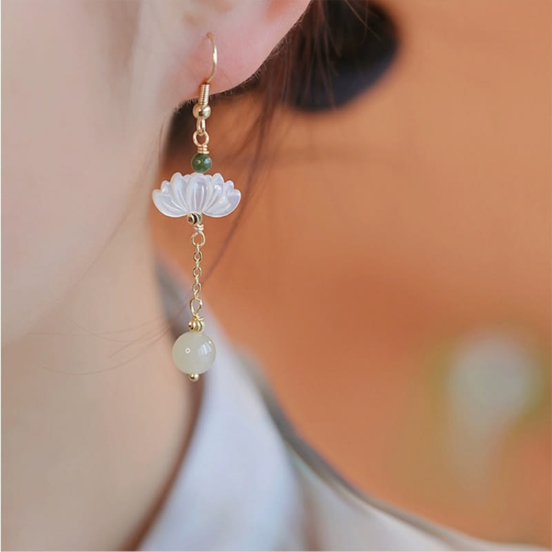 KarmaRipple's Hetian Jade Lotus Prosperity Earrings p2